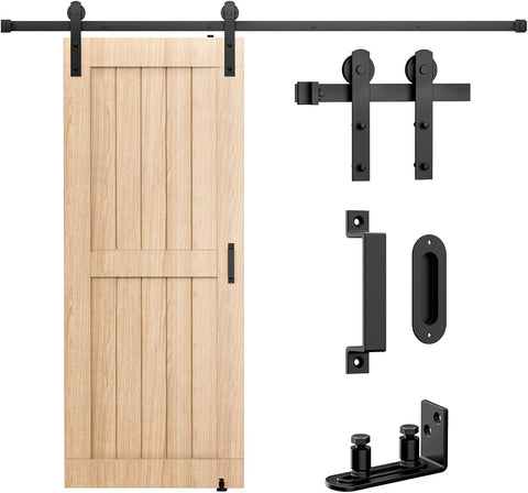 I-shape Black Heavy Duty Sliding Barn Door Hardware Kit