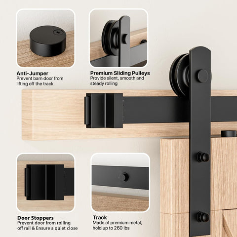 I-shape Black Heavy Duty Sliding Barn Door Hardware Kit