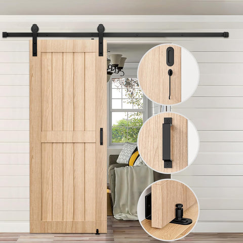 I-shape Black Heavy Duty Sliding Barn Door Hardware Kit