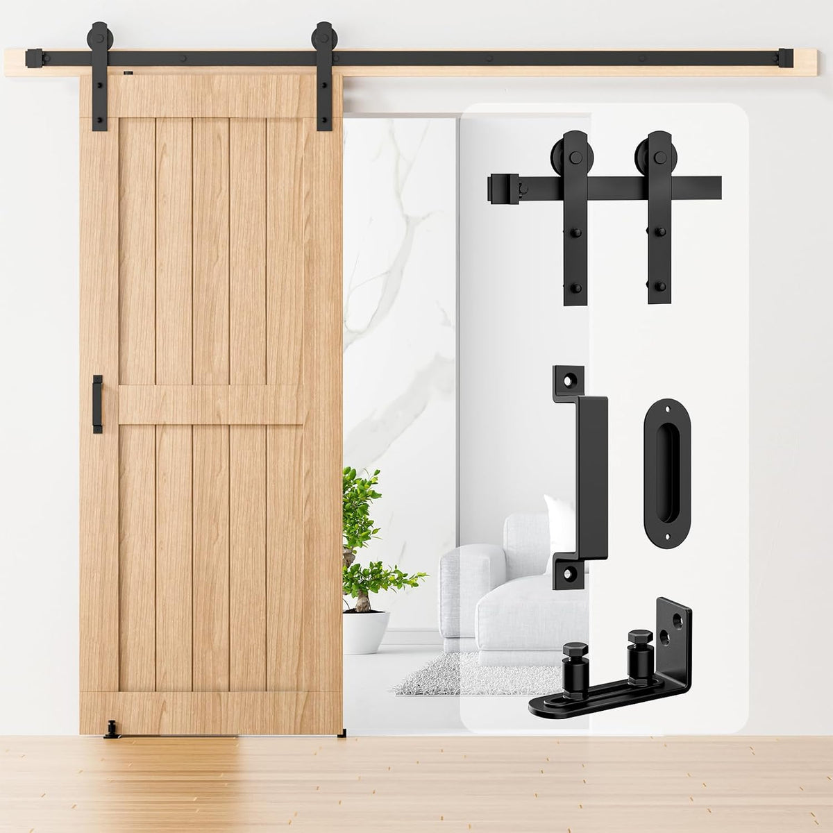 I-shape Black Heavy Duty Sliding Barn Door Hardware Kit