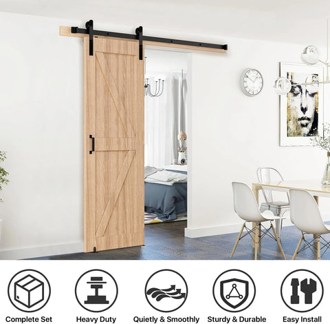 I-shape Black Heavy Duty Sliding Barn Door Hardware Kit