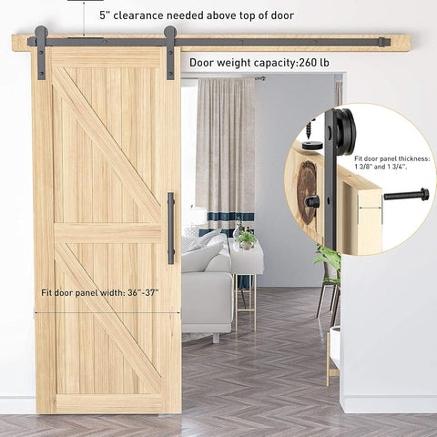 I-shape Black Heavy Duty Sliding Barn Door Hardware Kit