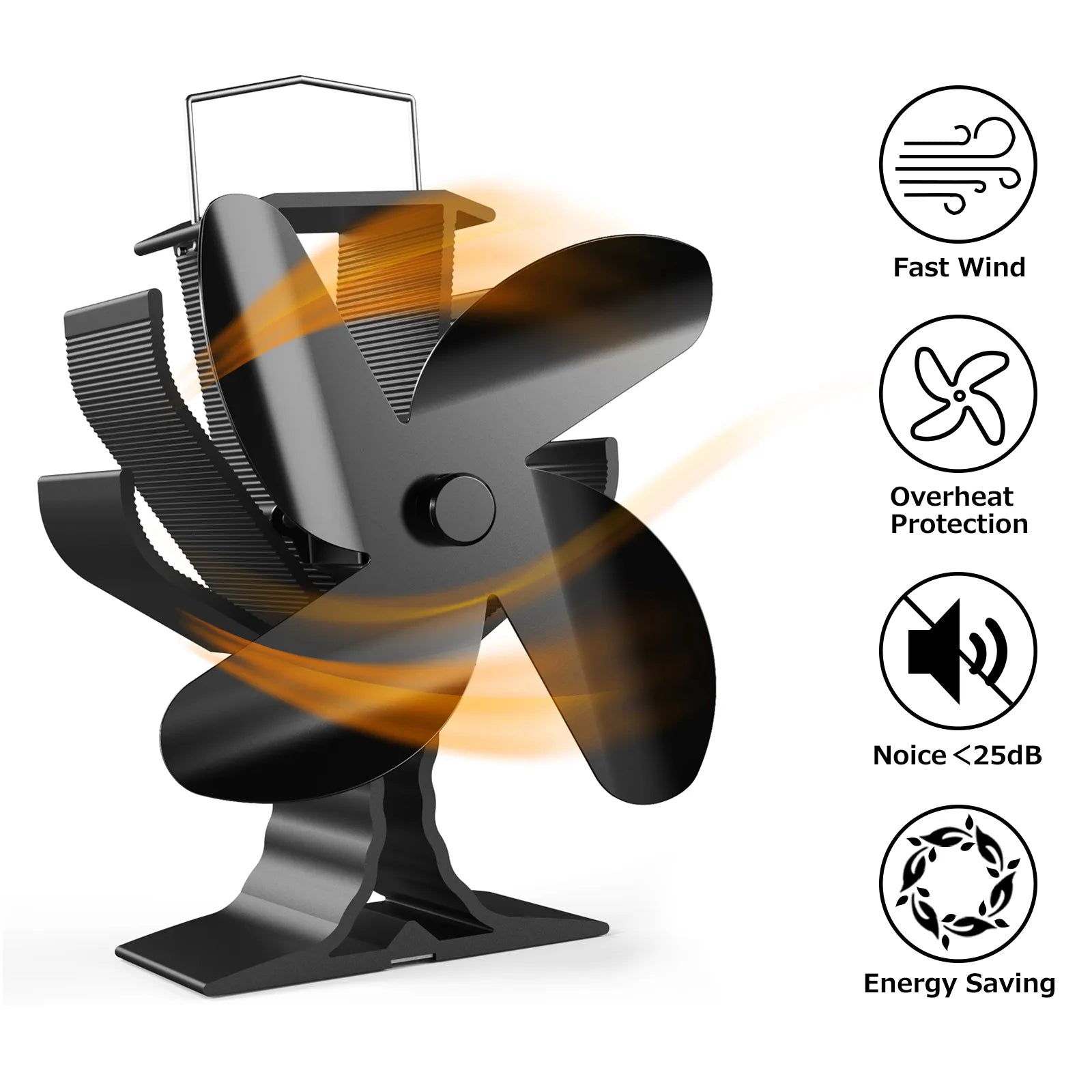 Buy 4-Blade Heat Powered Stove Fan for Wood / Log Burner/Fireplace
